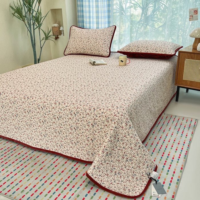 91家纺网 家纺一手货源 找家纺 床盖工厂店 2025新款全棉纯棉纱布加宝宝绒填充棉花床盖三件套 粉卡-玲米