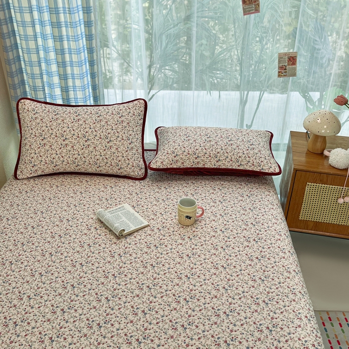 91家纺网 家纺一手货源 找家纺 床盖工厂店 2025新款全棉纯棉纱布加宝宝绒填充棉花床盖三件套 粉卡-玲米