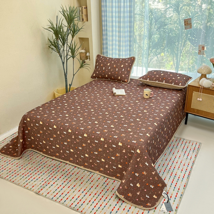 91家纺网 家纺一手货源 找家纺 床盖工厂店 2025新款全棉纯棉纱布加宝宝绒填充棉花床盖三件套 南瓜小狗