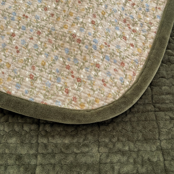 91家纺网 家纺一手货源 找家纺 床盖工厂店 2025新款全棉纯棉纱布加宝宝绒填充棉花床盖三件套 柔乡-绿