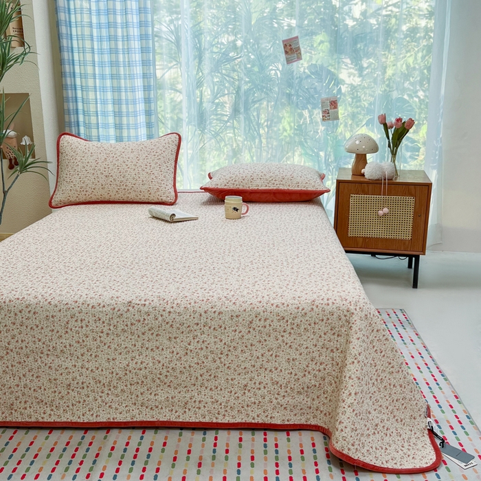 91家纺网 家纺一手货源 找家纺 床盖工厂店 2025新款全棉纯棉纱布加宝宝绒填充棉花床盖三件套 晚舟小版-黄