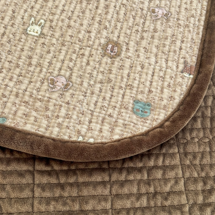 91家纺网 家纺一手货源 找家纺 床盖工厂店 2025新款全棉纯棉纱布加宝宝绒填充棉花床盖三件套 星月童话-棕