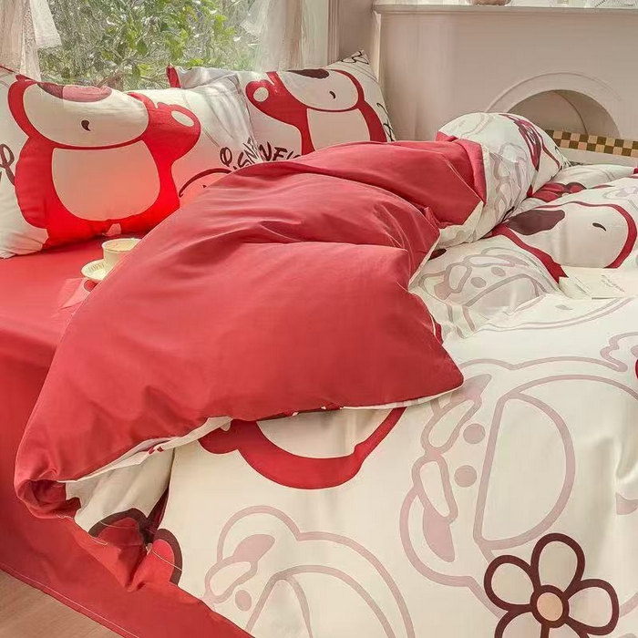 91家纺网 家纺一手货源 找家纺 （总）夏罗俪 2025新款夏罗俪芦荟棉四件套学生宿舍被套床单三件套活性印花四件套