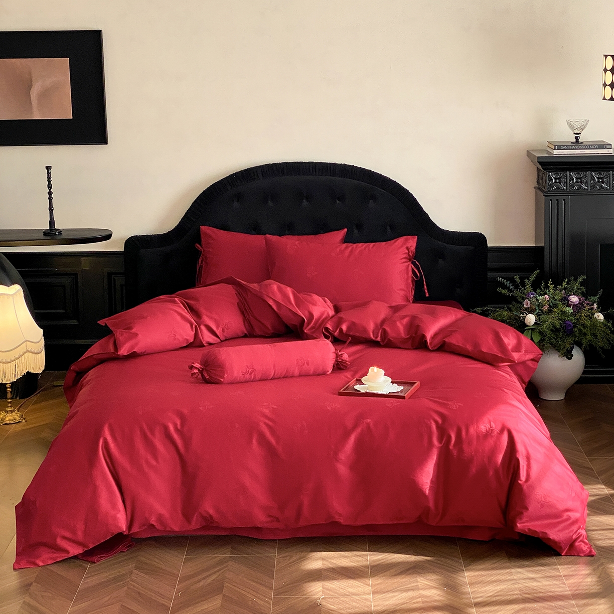 （总）极简 2025新款秋冬款100S长绒棉精美提花系列四件套-玫瑰花影