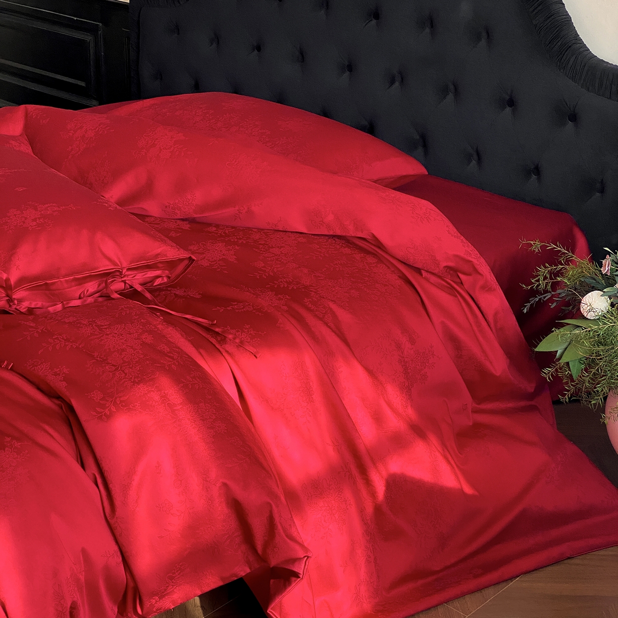 91家纺网 家纺一手货源 找家纺 （总）极简 2025新款秋冬款100S长绒棉精美提花系列四件套-蝶恋花语