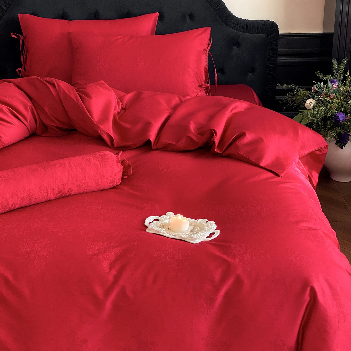 91家纺网 家纺一手货源 找家纺 （总）极简 2025新款秋冬款100S长绒棉精美提花系列四件套-蝶恋花语