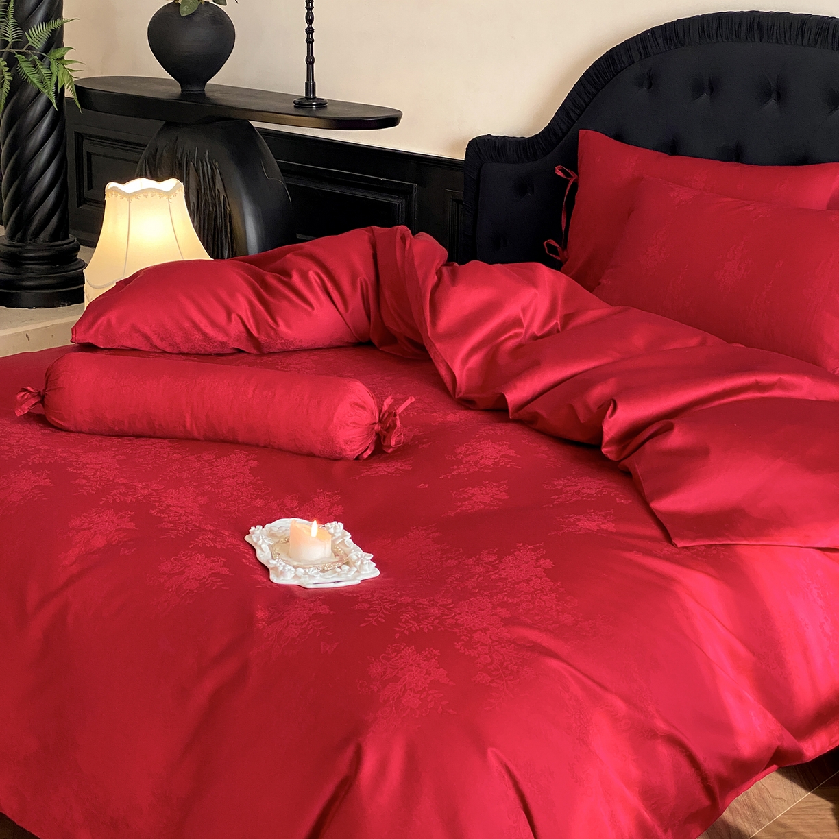 91家纺网 家纺一手货源 找家纺 （总）极简 2025新款秋冬款100S长绒棉精美提花系列四件套-蝶恋花语