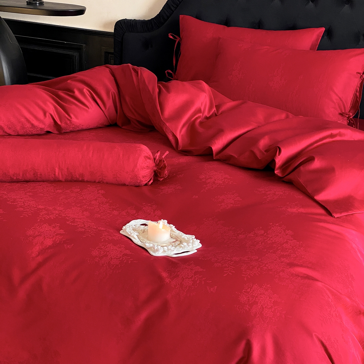 91家纺网 家纺一手货源 找家纺 （总）极简 2025新款秋冬款100S长绒棉精美提花系列四件套-蝶恋花语