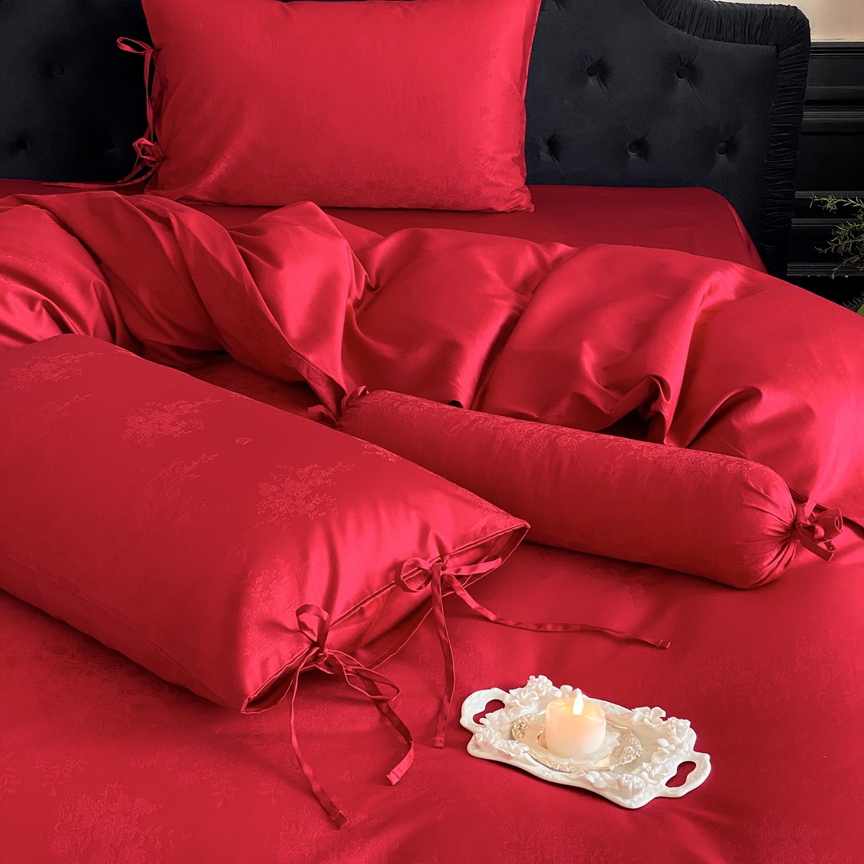 91家纺网 家纺一手货源 找家纺 （总）极简 2025新款秋冬款100S长绒棉精美提花系列四件套-蝶恋花语