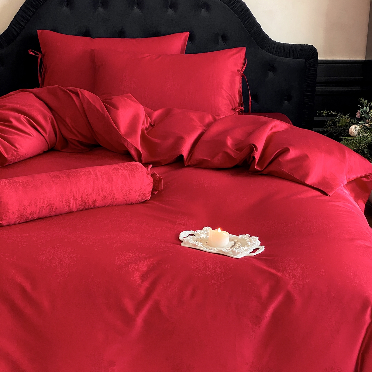 91家纺网 家纺一手货源 找家纺 （总）极简 2025新款秋冬款100S长绒棉精美提花系列四件套-蝶恋花语