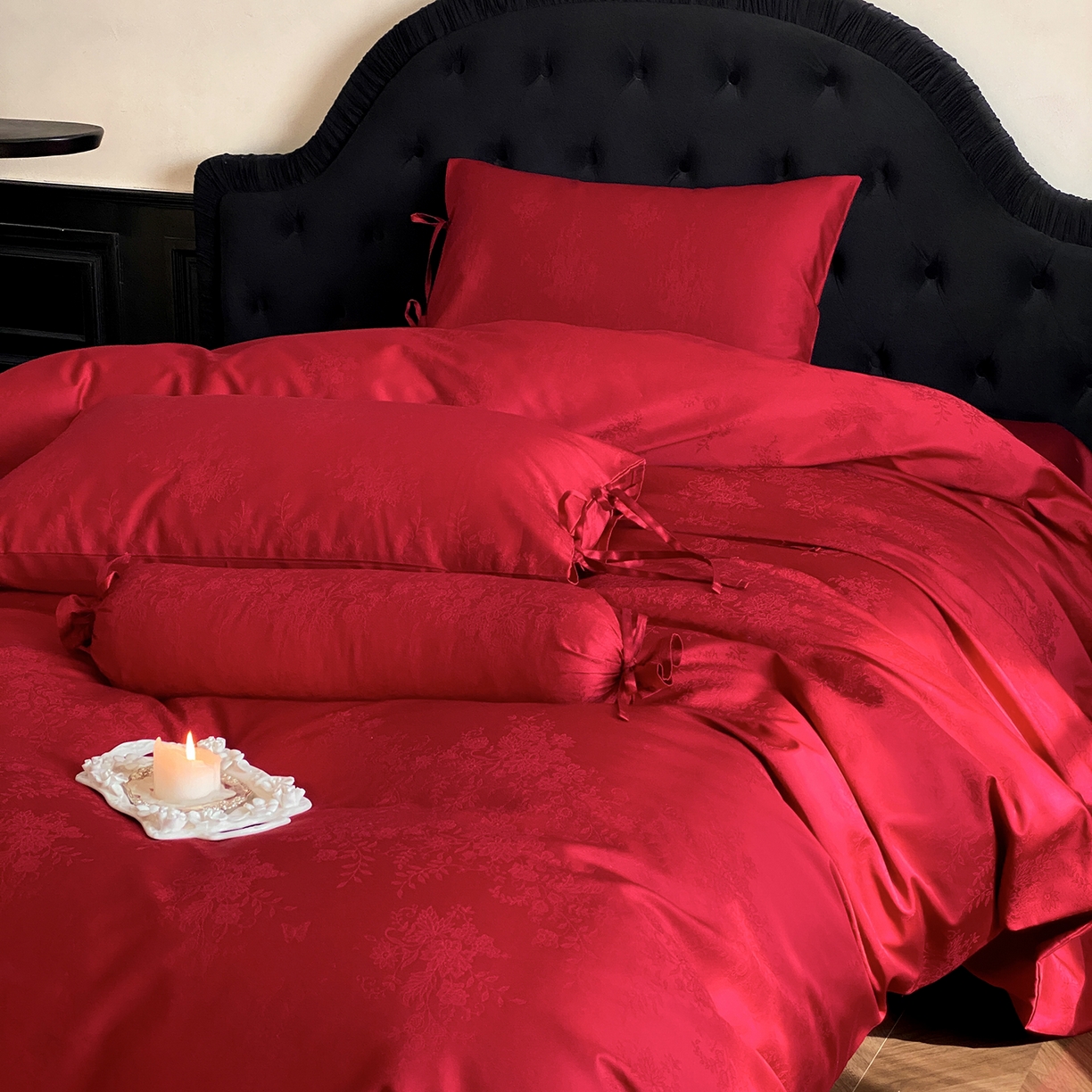 91家纺网 家纺一手货源 找家纺 （总）极简 2025新款秋冬款100S长绒棉精美提花系列四件套-蝶恋花语