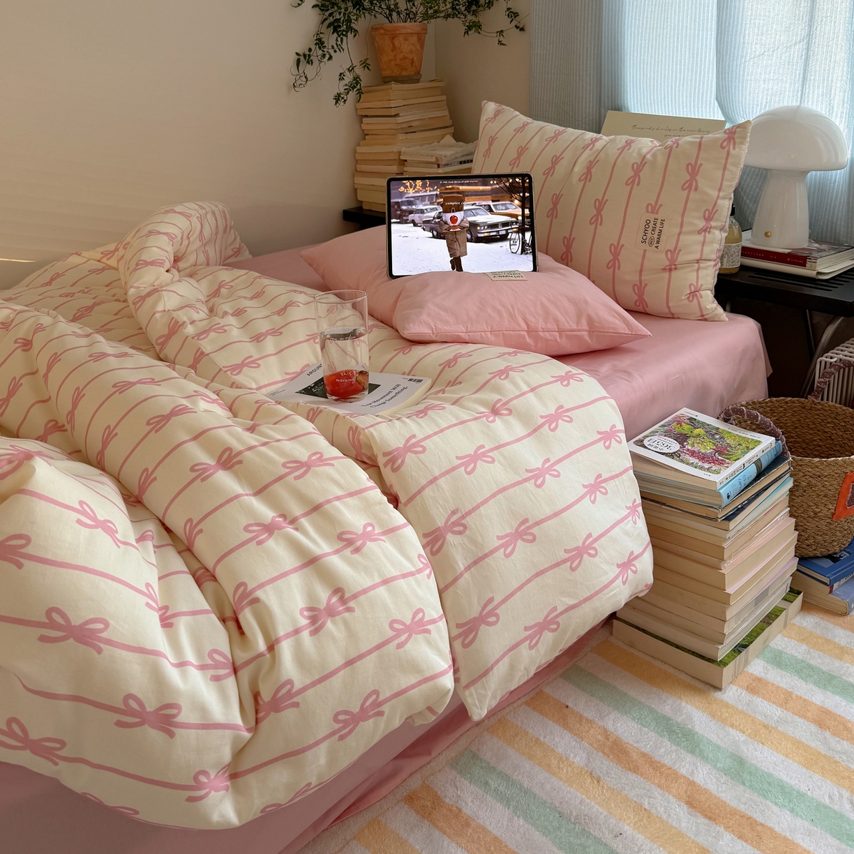 91家纺网 家纺一手货源 找家纺 （总）六巷胡同 2025新款韩系INS博主风40S全棉色织提花四件套