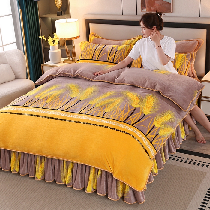 91家纺网 家纺一手货源 找家纺 （总）莱凯家纺 2025新款牛奶绒四件套保暖加厚金貂绒套件