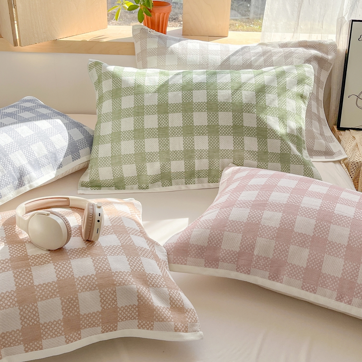 91家纺网 家纺一手货源 找家纺 （总）美宜家 2025新品全棉枕巾简约无印双人单人织边里外棉枕巾