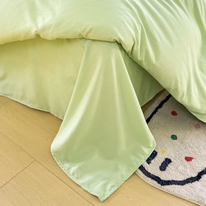 91家纺网 家纺一手货源 找家纺 爱彼家纺 2025新款热门毛巾绣水洗棉四件套大版卡通奶茶套件-四季通用 奶茶-青柠夏日