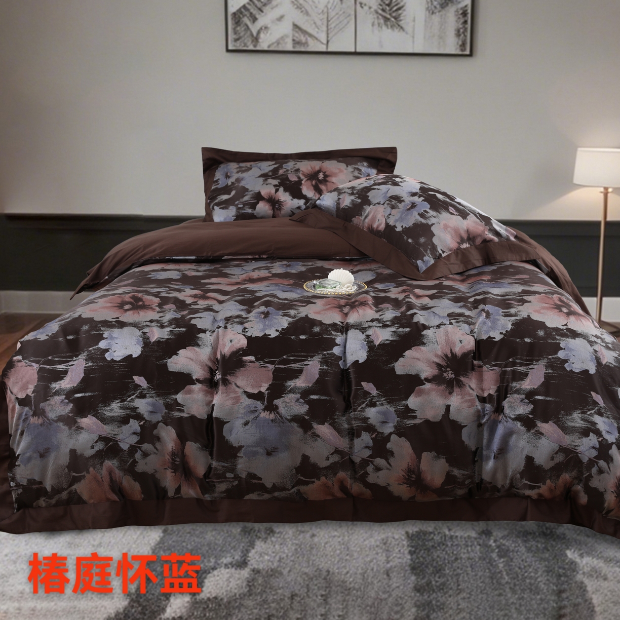 源舜家纺 2025新款新疆长绒棉色织大提花高精密金丝面料四件套 椿庭怀蓝