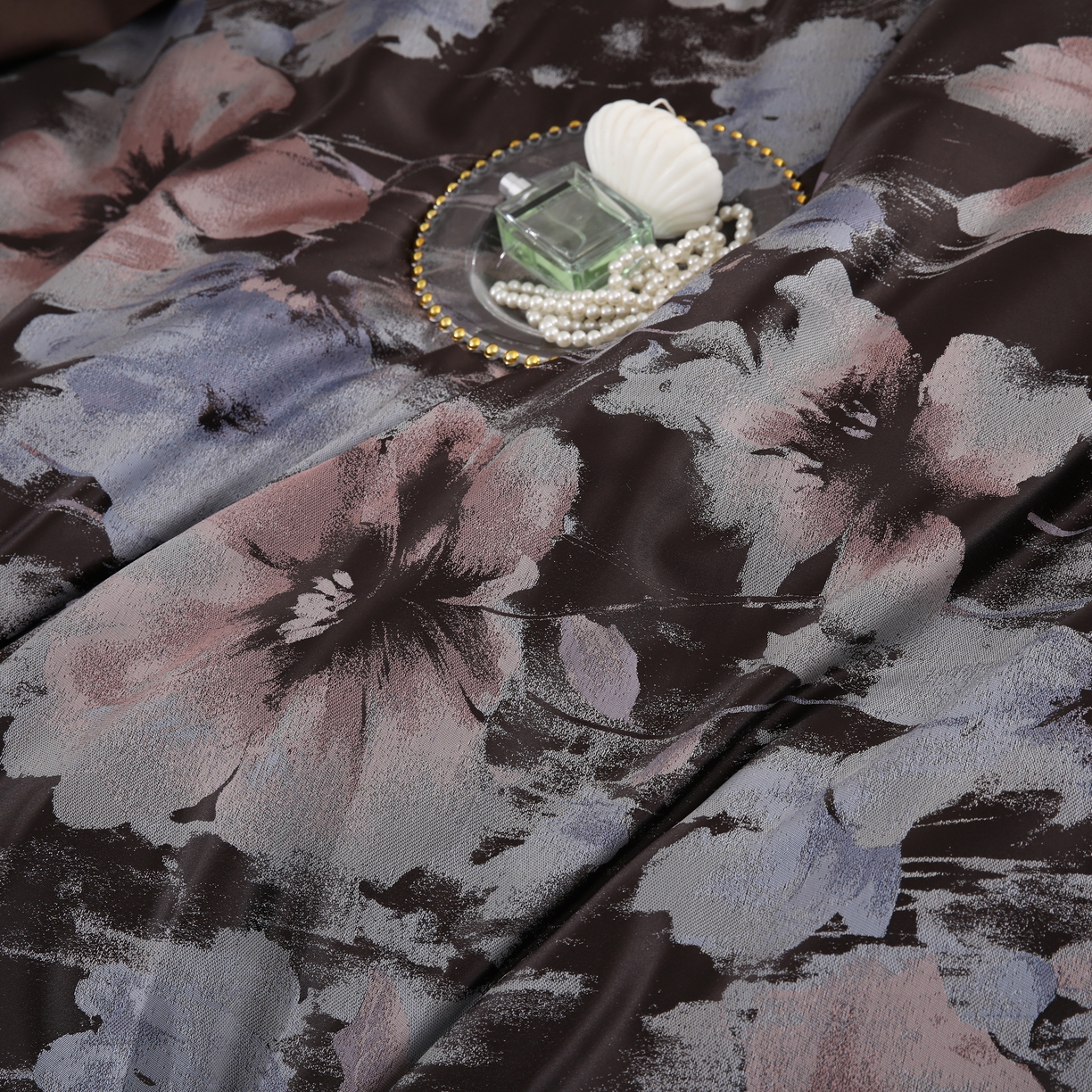 91家纺网 家纺一手货源 找家纺 源舜家纺 2025新款新疆长绒棉色织大提花高精密金丝面料四件套 椿庭怀蓝