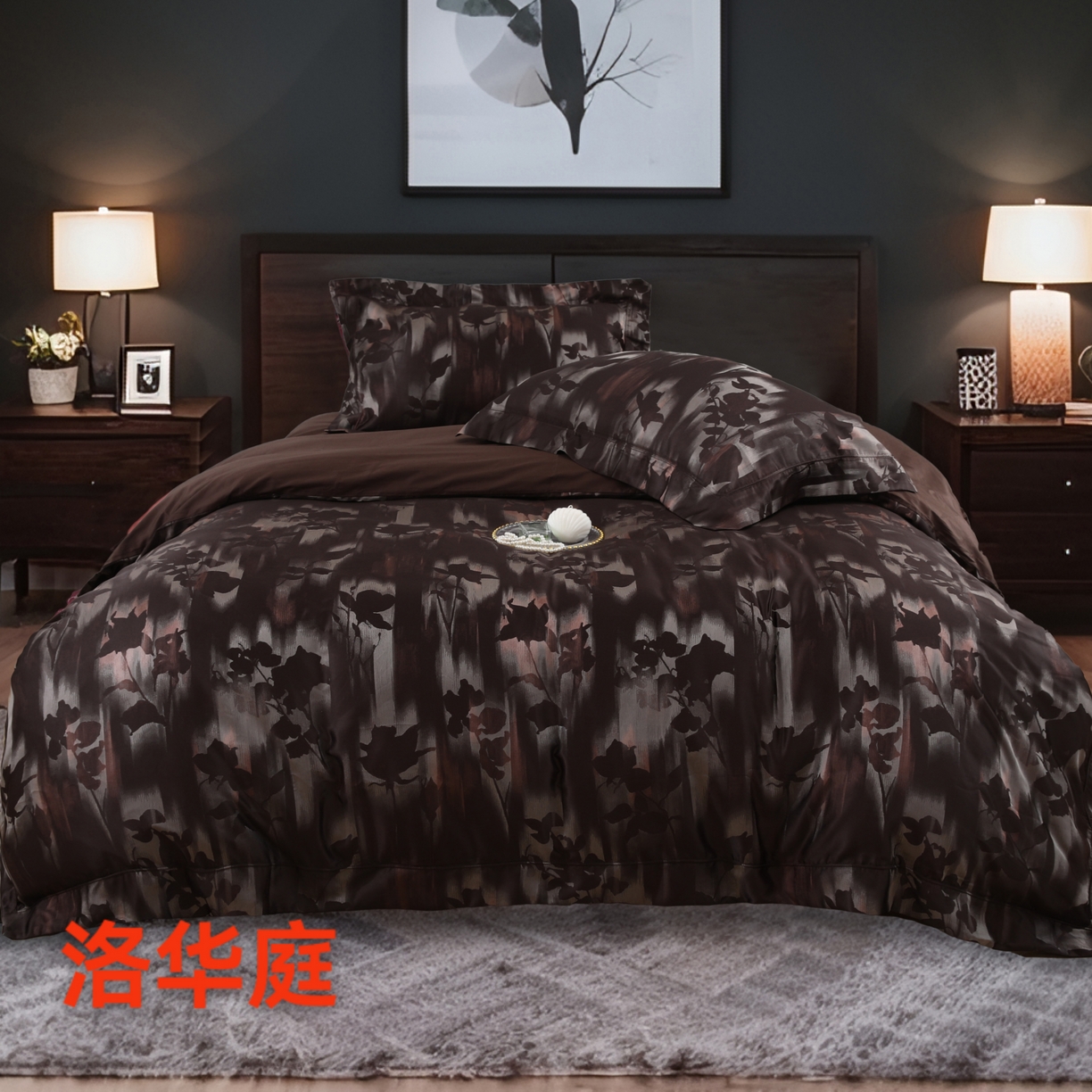 源舜家纺 2025新款新疆长绒棉色织大提花高精密金丝面料四件套 洛华庭