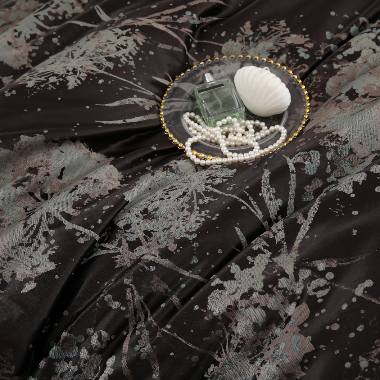 91家纺网 家纺一手货源 找家纺 源舜家纺 2025新款新疆长绒棉色织大提花高精密金丝面料四件套 曼莎绿