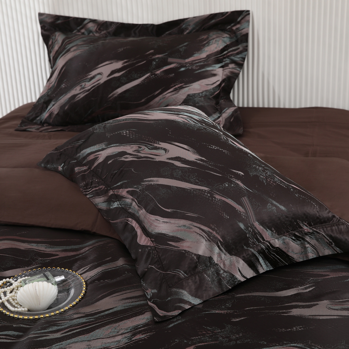 91家纺网 家纺一手货源 找家纺 源舜家纺 2025新款新疆长绒棉色织大提花高精密金丝面料四件套 漫漫星河粉