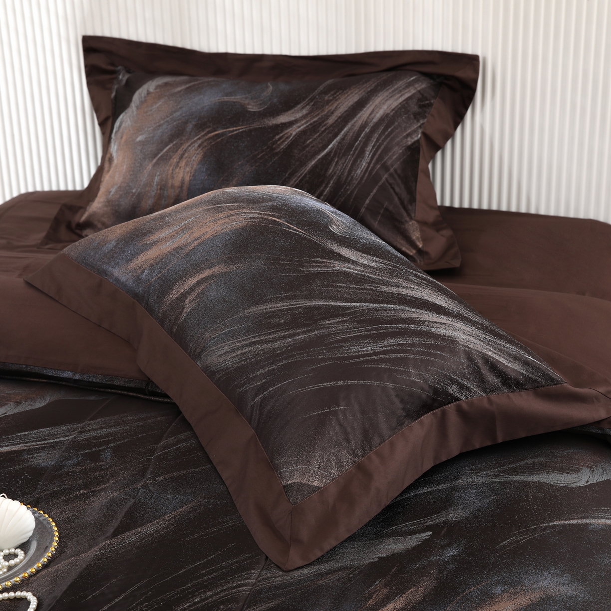 91家纺网 家纺一手货源 找家纺 源舜家纺 2025新款新疆长绒棉色织大提花高精密金丝面料四件套 漫漫星河黑蓝