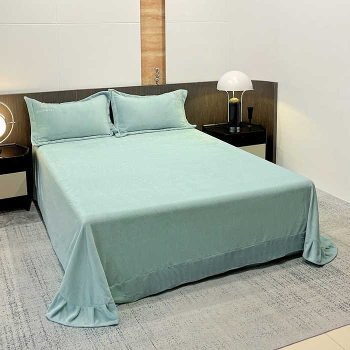 91家纺网 家纺一手货源 找家纺 星尚家纺 2025新款全消光A类230g牛奶绒四件套-维也纳 维也纳-梵星绿