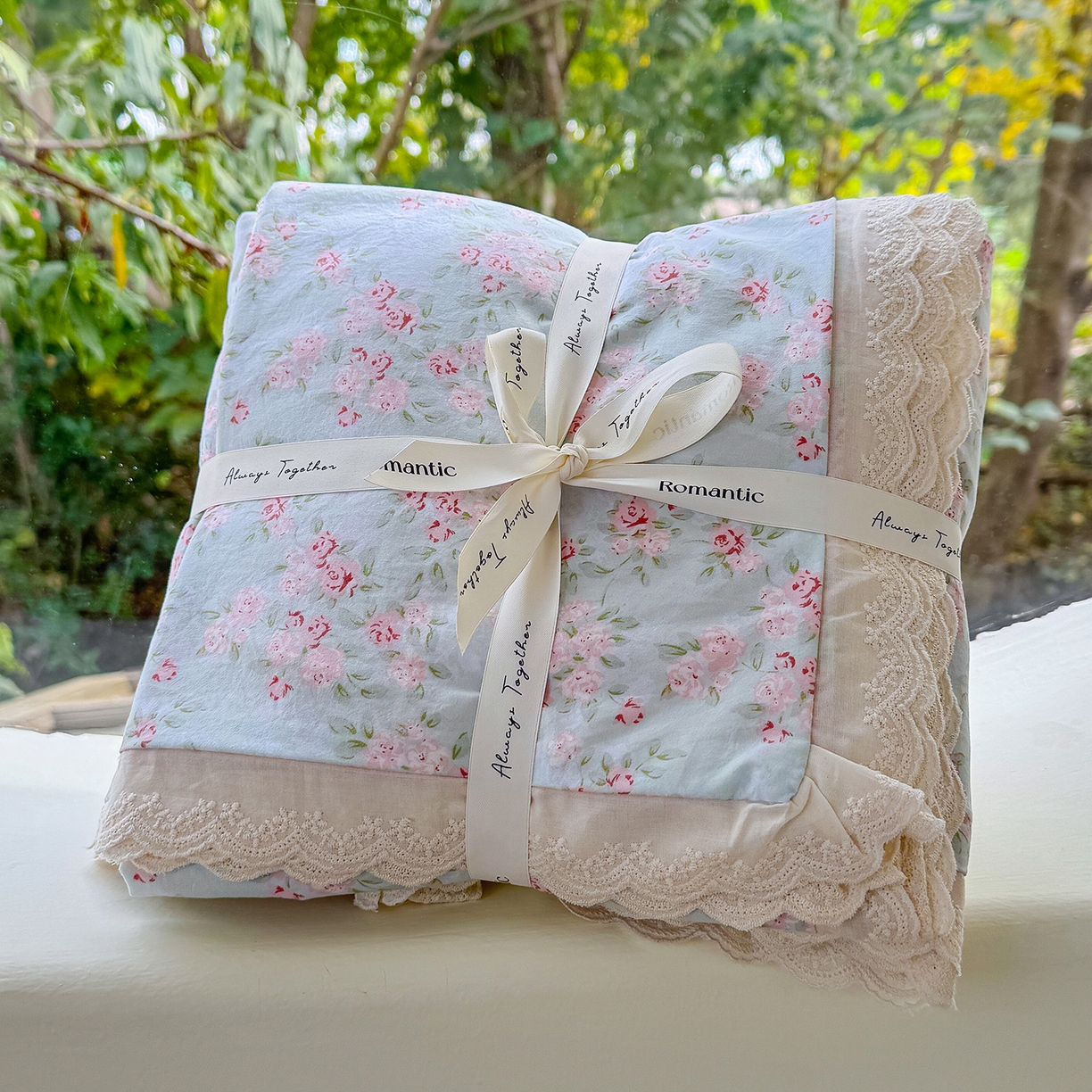 91家纺网 家纺一手货源 找家纺 （总）竹合 2026新款田园韩版花边款小碎花古法水洗仿棉A类云感棉四件套