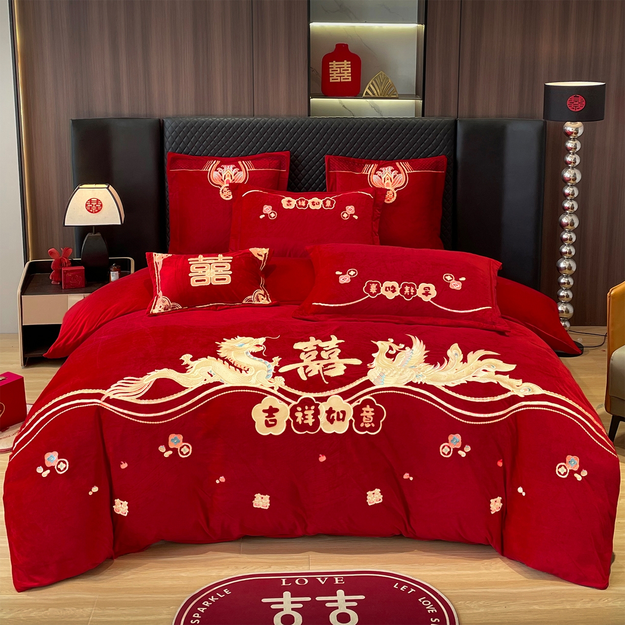 91家纺网 家纺一手货源 找家纺 （总）2025年新款宝宝绒牛奶绒刺绣套件婚庆四件套