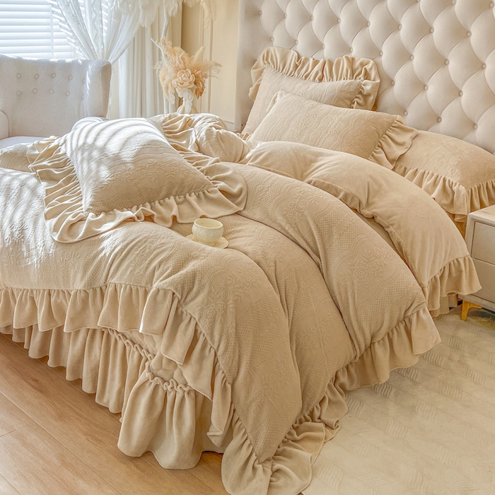 91家纺网 家纺一手货源 找家纺 （总）好儿喜家纺 2026新款雕花牛奶绒床盖四件套-秘享 （控价最低249元起）