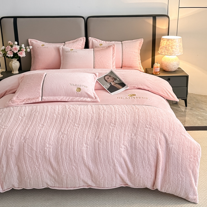 91家纺网 家纺一手货源 找家纺 （总）金窝窝家纺 2025新款轻奢双拼全消光牛奶绒四件套-安娜