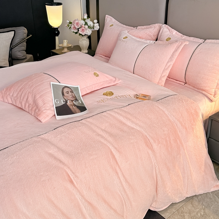 91家纺网 家纺一手货源 找家纺 （总）金窝窝家纺 2025新款轻奢双拼全消光牛奶绒四件套-安娜