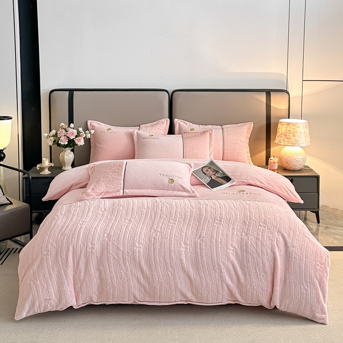 91家纺网 家纺一手货源 找家纺 （总）金窝窝家纺 2025新款轻奢双拼全消光牛奶绒四件套-安娜