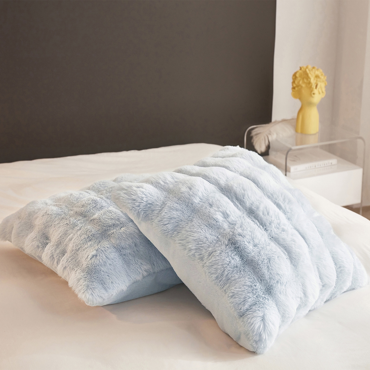 91家纺网 家纺一手货源 找家纺 坦客毯业 2025新款轻奢纯色托斯卡纳兔毛绒大泡泡绒毛毯双面都是兔毛高密高克重可供跨境外贸出口 托斯-淡雅蓝