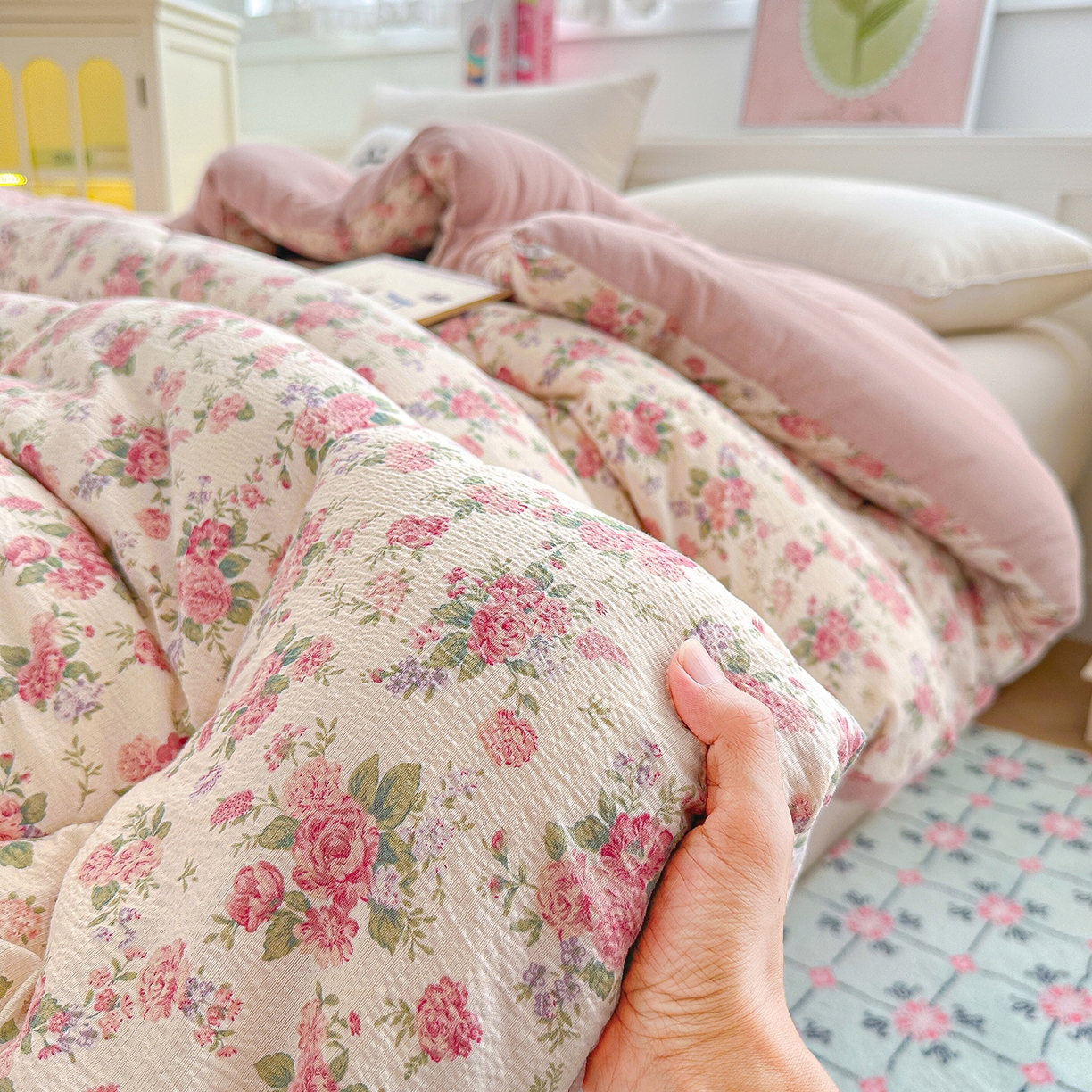 91家纺网 家纺一手货源 找家纺 （总）桔禾家纺 2026新款云感有氧双层纱冬被抗菌被春秋被被子被芯