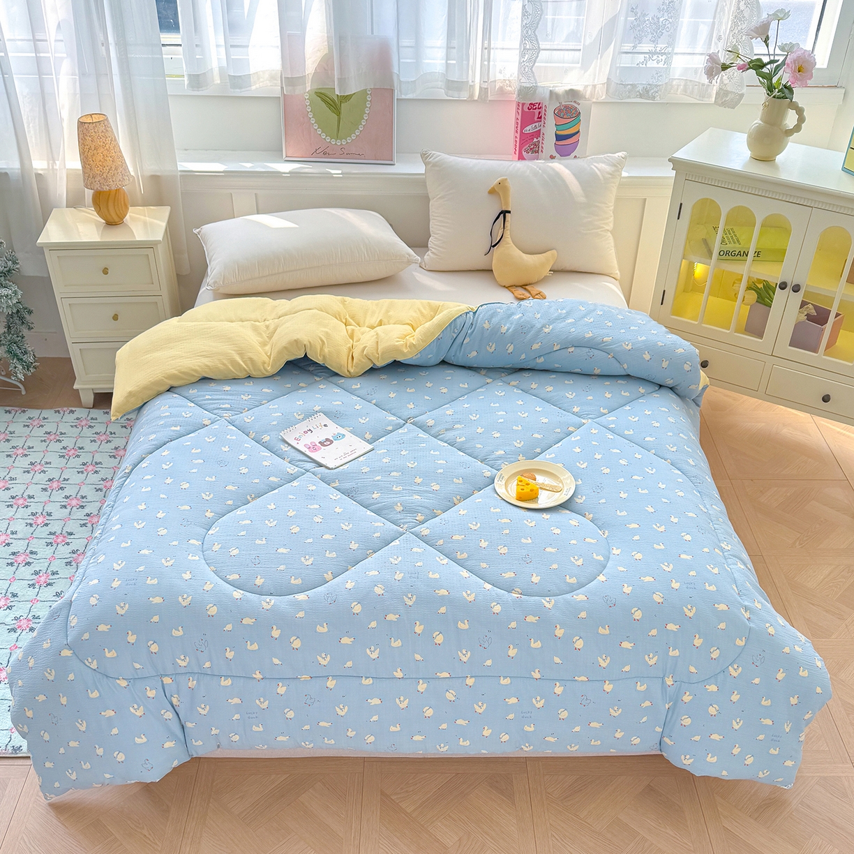 91家纺网 家纺一手货源 找家纺 （总）桔禾家纺 2026新款云感有氧双层纱冬被抗菌被春秋被被子被芯