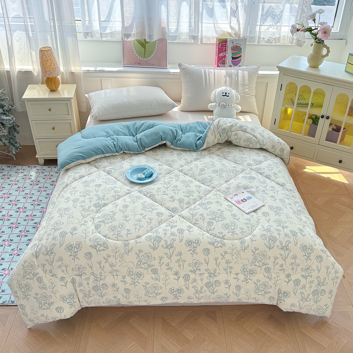 91家纺网 家纺一手货源 找家纺 （总）桔禾家纺 2026新款云感有氧双层纱冬被抗菌被春秋被被子被芯