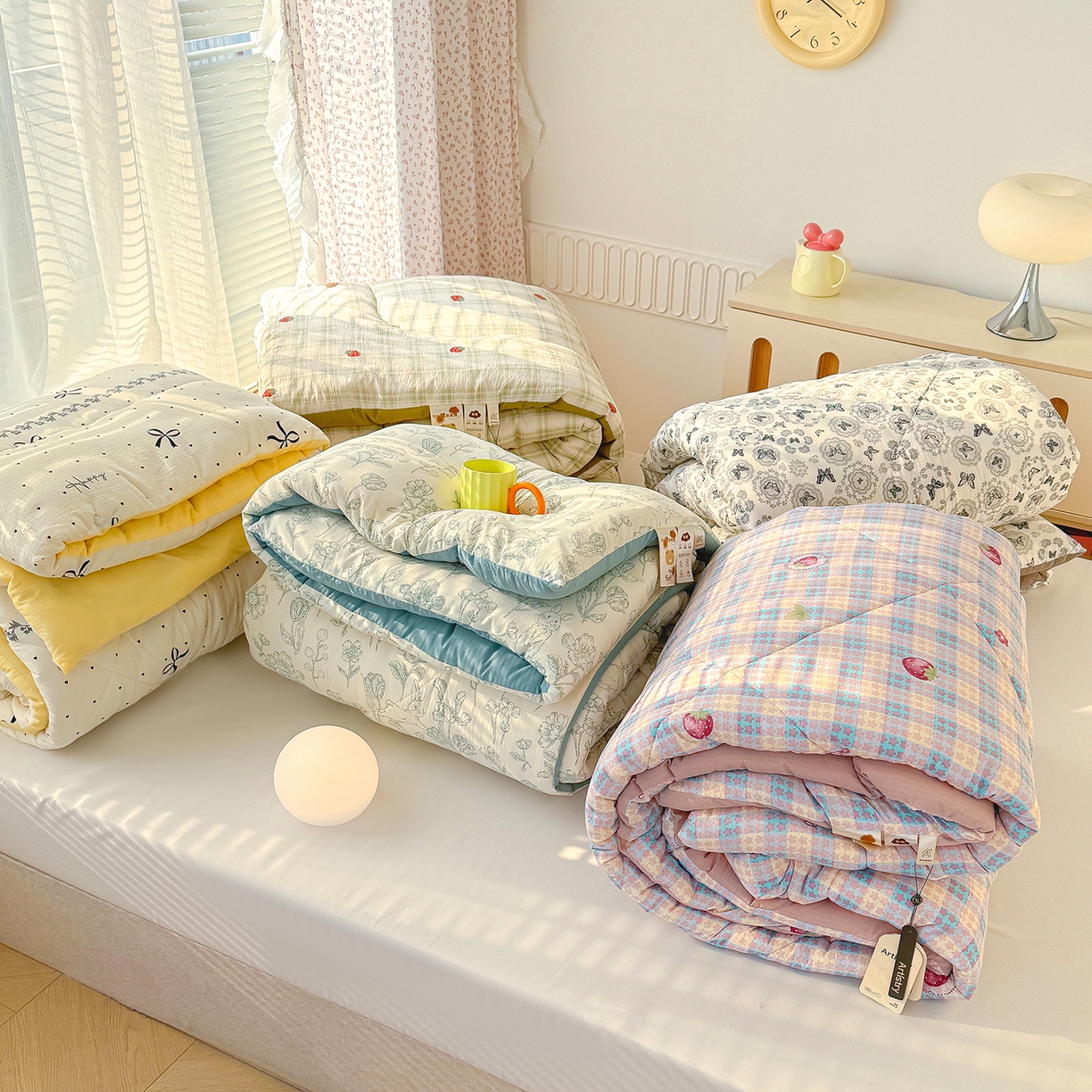 91家纺网 家纺一手货源 找家纺 （总）桔禾家纺 2026新款云感有氧双层纱冬被抗菌被春秋被被子被芯