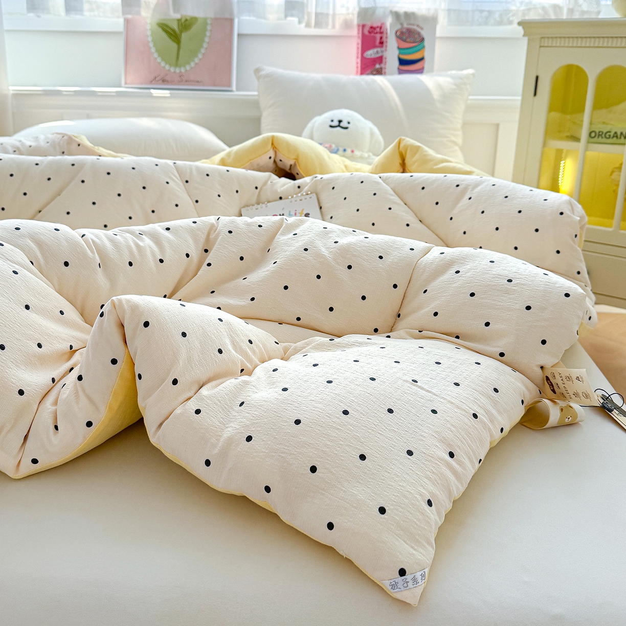 91家纺网 家纺一手货源 找家纺 桔禾家纺 2026新款云感有氧双层纱冬被抗菌被春秋被被子被芯 A类水洗双层皱皱纱冬被-奥黛丽