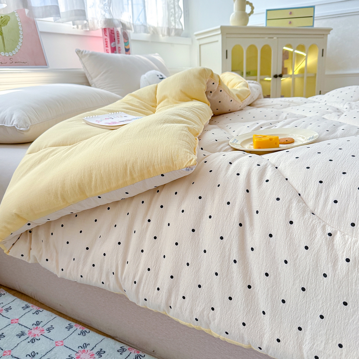 91家纺网 家纺一手货源 找家纺 桔禾家纺 2026新款云感有氧双层纱冬被抗菌被春秋被被子被芯 A类水洗双层皱皱纱冬被-奥黛丽