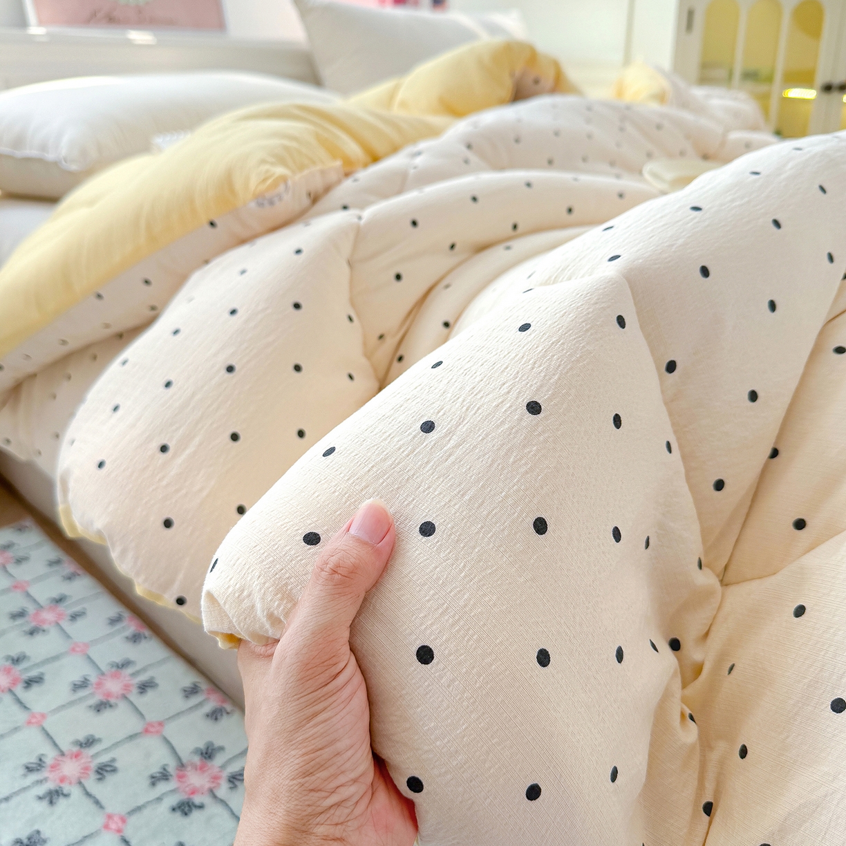 91家纺网 家纺一手货源 找家纺 桔禾家纺 2026新款云感有氧双层纱冬被抗菌被春秋被被子被芯 A类水洗双层皱皱纱冬被-奥黛丽