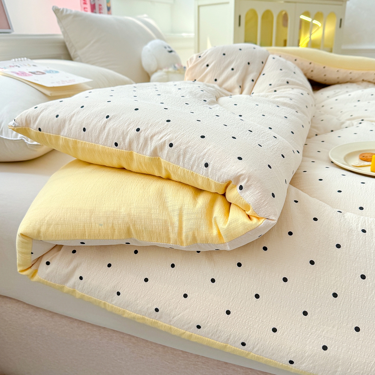 91家纺网 家纺一手货源 找家纺 桔禾家纺 2026新款云感有氧双层纱冬被抗菌被春秋被被子被芯 A类水洗双层皱皱纱冬被-奥黛丽