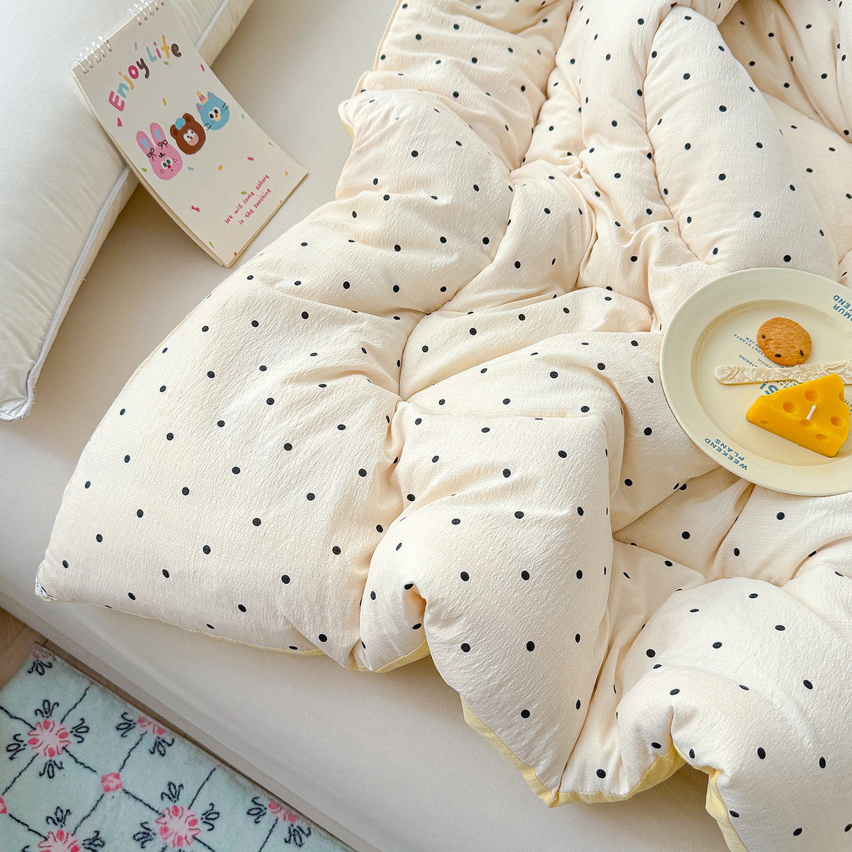 91家纺网 家纺一手货源 找家纺 桔禾家纺 2026新款云感有氧双层纱冬被抗菌被春秋被被子被芯 A类水洗双层皱皱纱冬被-奥黛丽