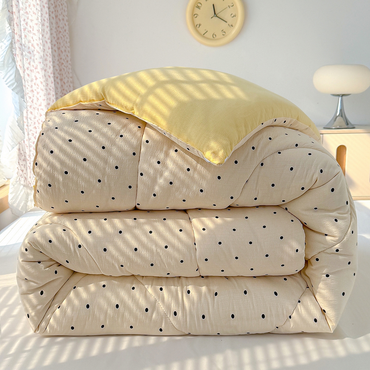 91家纺网 家纺一手货源 找家纺 桔禾家纺 2026新款云感有氧双层纱冬被抗菌被春秋被被子被芯 A类水洗双层皱皱纱冬被-奥黛丽