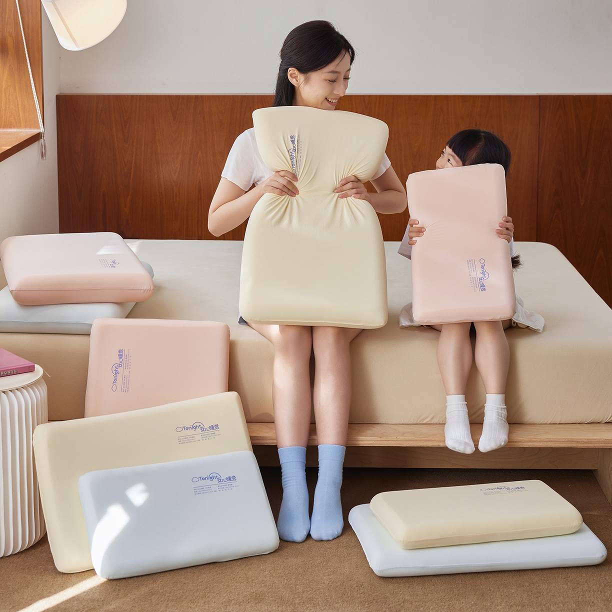 91家纺网 家纺一手货源 找家纺 晚悠家纺 2025新款安心睡觉记忆棉亲子枕枕头枕芯 组合