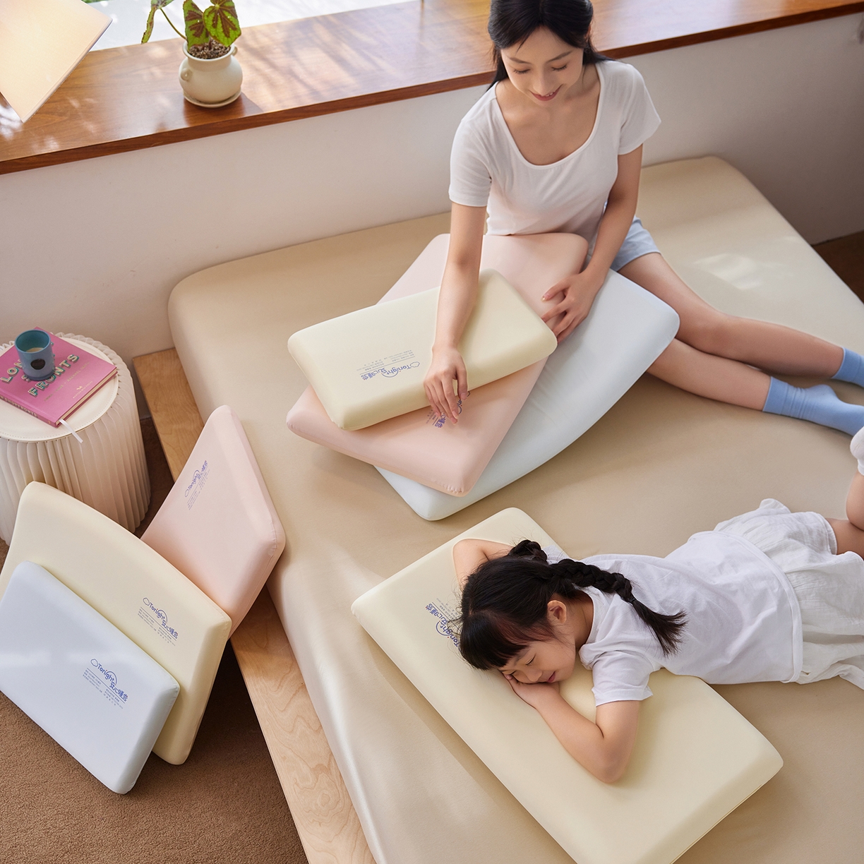 91家纺网 家纺一手货源 找家纺 晚悠家纺 2025新款安心睡觉记忆棉亲子枕枕头枕芯 组合