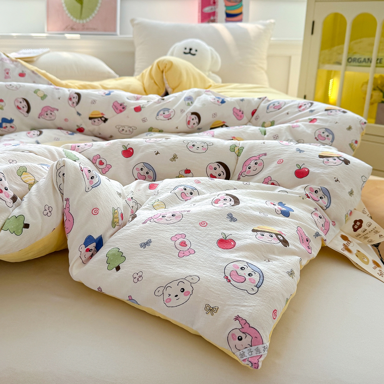 91家纺网 家纺一手货源 找家纺 桔禾家纺 2026新款云感有氧双层纱冬被抗菌被春秋被被子被芯 A类水洗双层皱皱纱冬被-好伙伴