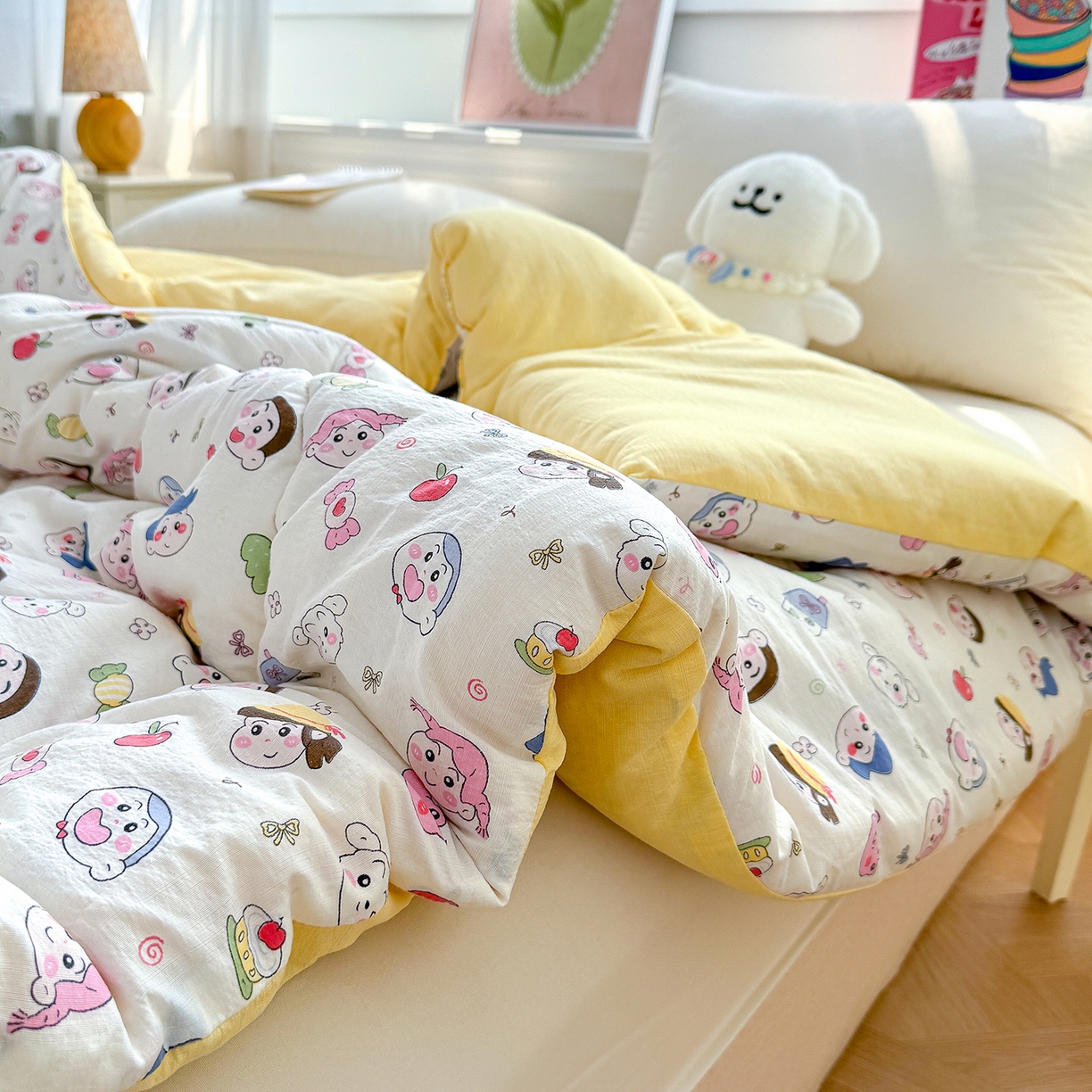 91家纺网 家纺一手货源 找家纺 桔禾家纺 2026新款云感有氧双层纱冬被抗菌被春秋被被子被芯 A类水洗双层皱皱纱冬被-好伙伴