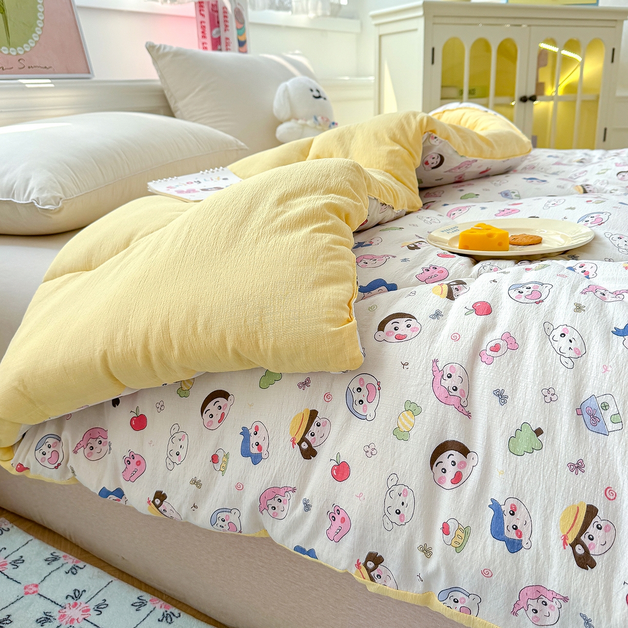 91家纺网 家纺一手货源 找家纺 桔禾家纺 2026新款云感有氧双层纱冬被抗菌被春秋被被子被芯 A类水洗双层皱皱纱冬被-好伙伴