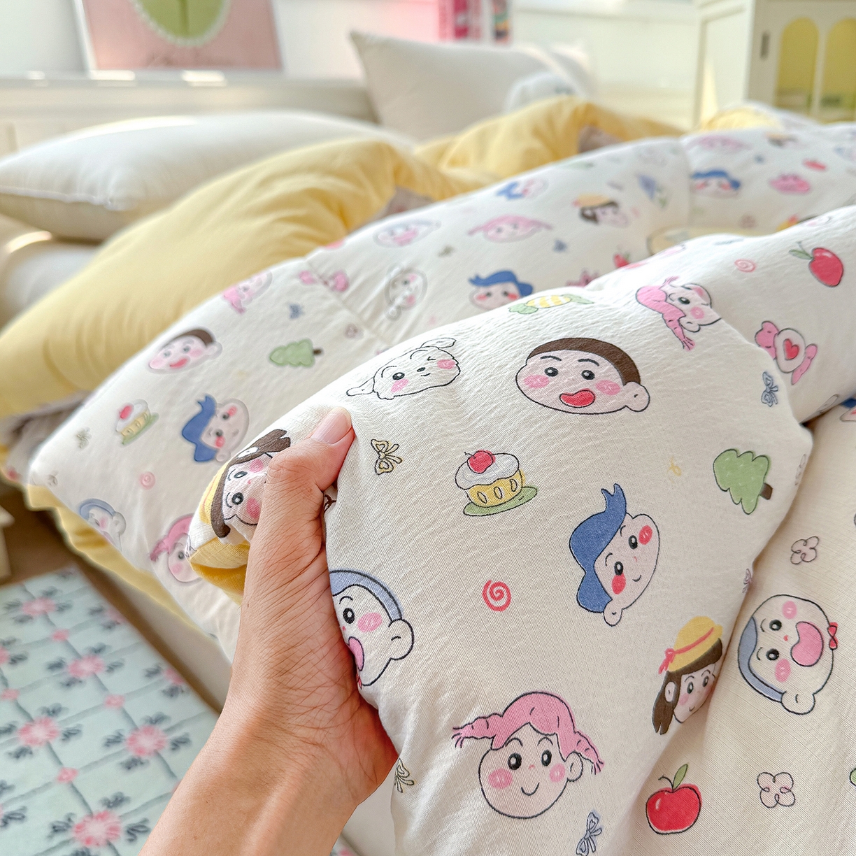 91家纺网 家纺一手货源 找家纺 桔禾家纺 2026新款云感有氧双层纱冬被抗菌被春秋被被子被芯 A类水洗双层皱皱纱冬被-好伙伴