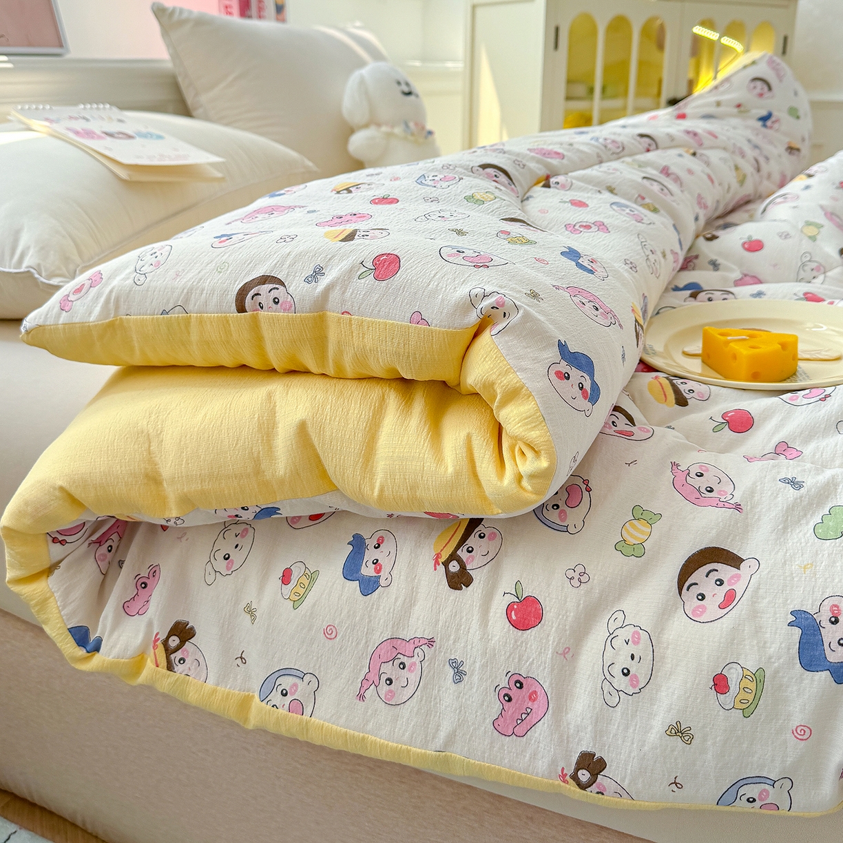 91家纺网 家纺一手货源 找家纺 桔禾家纺 2026新款云感有氧双层纱冬被抗菌被春秋被被子被芯 A类水洗双层皱皱纱冬被-好伙伴